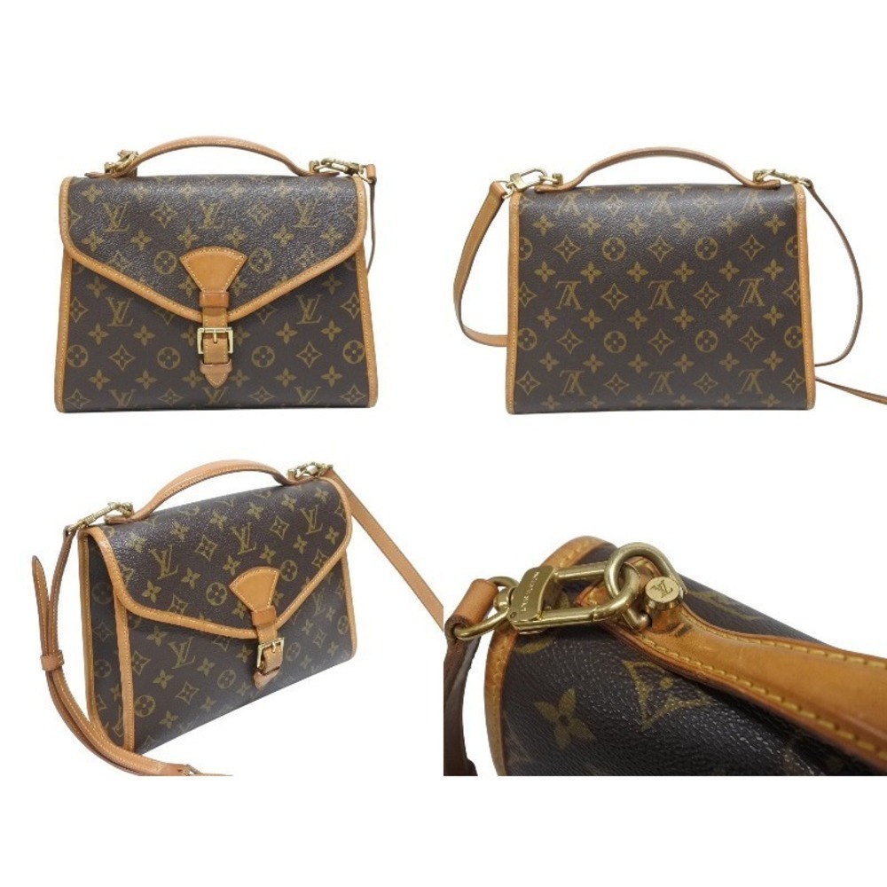 Louis Vuitton leather shoulder handbag Bernia canvas Monogram brown